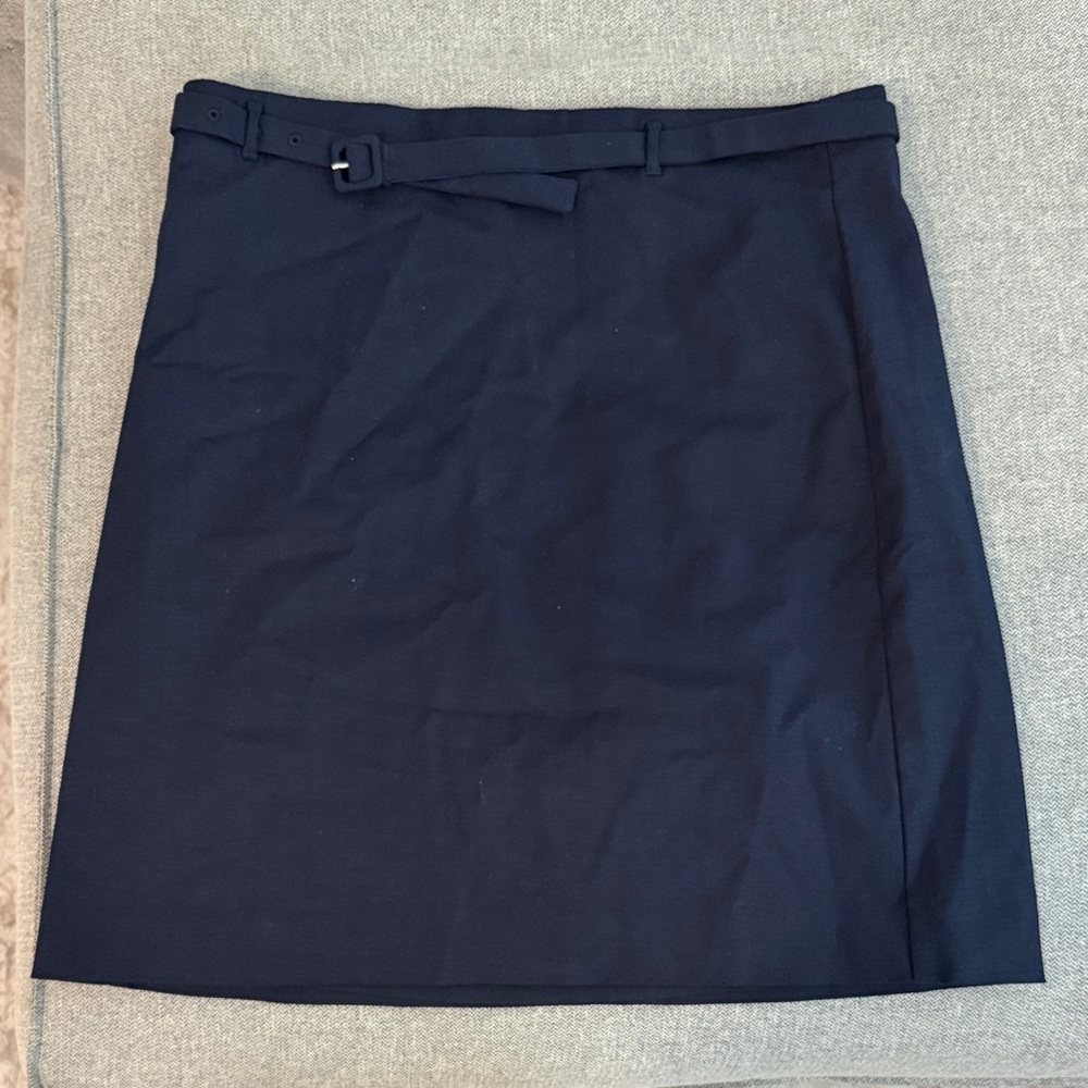 Ann Taylor Navy A-Line Skirt with Slim Belt